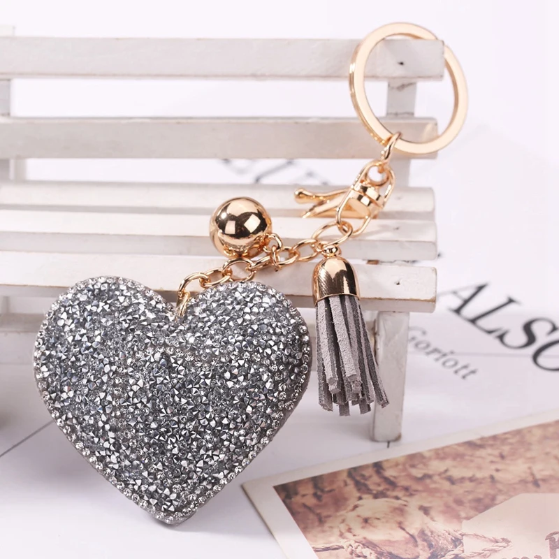 1 Pc Fashion Multicolor Love Peach Heart Set With Diamond Leather Tassel Keychain Mobile Phone Bag Pendant Accessories Valenti | Украшения