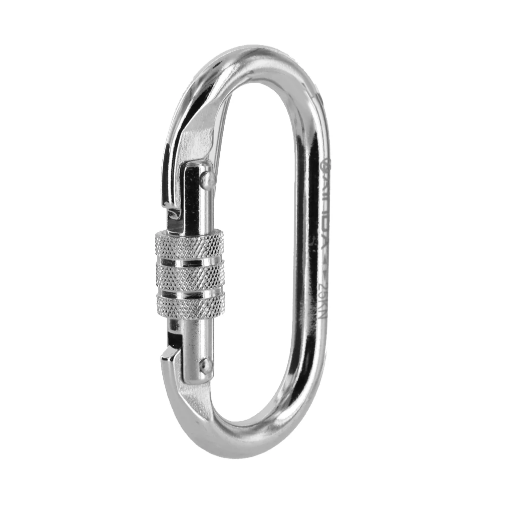 

25KN Mountaineering Rock Climbing Carabiner Steel Screwgate Locking Hook Screw Lock Carabiner for Exploring Rappelling Rescue