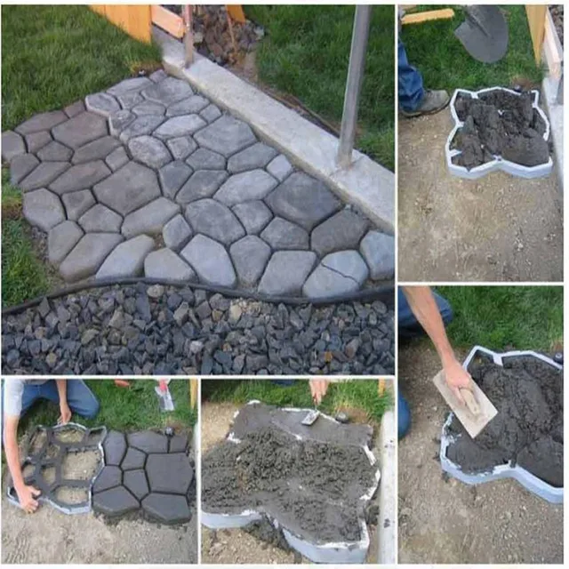 Urijk Garden Path Maker Molds Walk Pavement Concrete Mould DIY Manually Paving Cement Brick Stone Road Concrete Pathmate Moulds