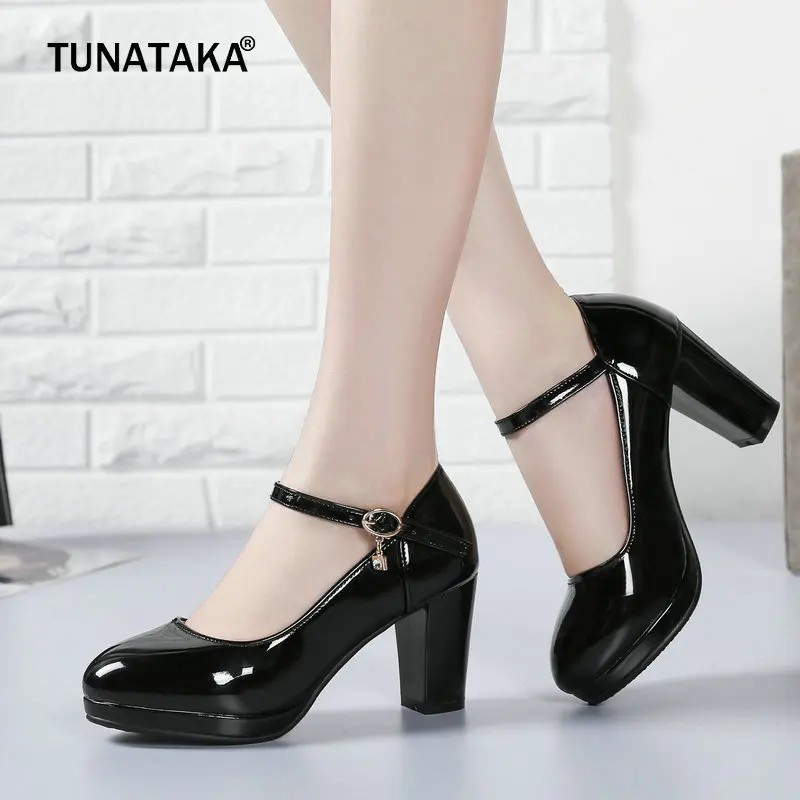

Women's Mary Jane Pumps Fashion Platform Thick High Heels Buckle Party Drees Shoes Spring Autumn Shoes Beige Pink Black