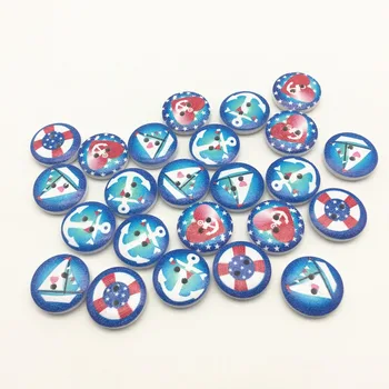 

1000pc 20mm Blue Anchor Painted Wood Buttons Round 2-Hole Sea Life Wooden Sewing Button For Scrapbooking Cardmaking