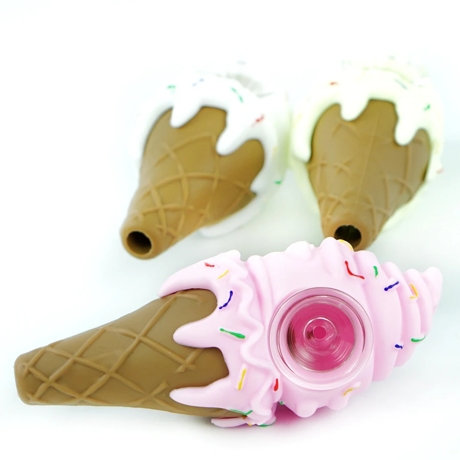 

Silicone Smoking Pipe Ice Cream pipe silicone Tobacco Pipe Funny Tobacco Hand Pipes
