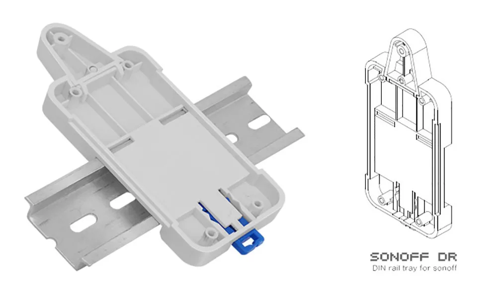 Sonoff dr Din Rail лоток Регулируемый установленный рейку Чехол Держатель решение для Sonoff установлен на направляющий трек Комплект для распределительного щита