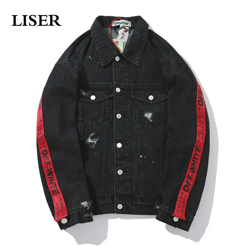 

LISER Denim Jacket Mens Hip Hop Jacket Plus Size Jeans Jacket Men Hole Oversized Jacket Streetwear Harajuku Veste Homme
