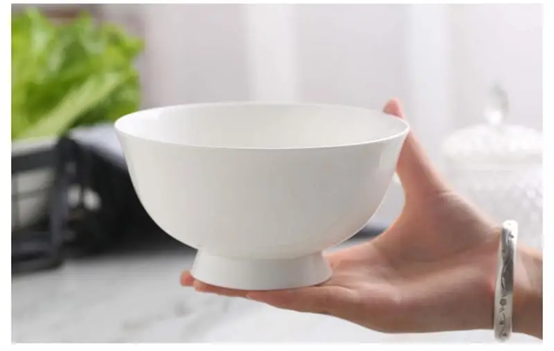 6 inch, plain white bone china chinese soup bowls for dinner serving, enamel lunch bowl for
