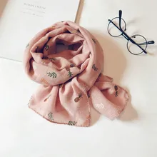 Корейский Повседневный хлопок лен узор ананас мягкая теплая Осенняя тонкая детская шаль для мальчиков и девочек шарфы Accessories-LHKSV005F