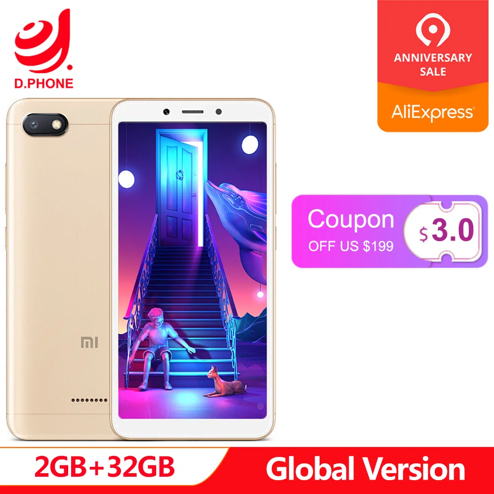 Original Global Version Xiaomi Redmi 6A 6 A 2GB 32GB Smartphone 5.45'' Full Screen A22 Quad Core 13MP Camera AI Face Unlock Original Global Version Xiaomi Redmi 6A 6 A 2GB 32GB Smartphone 5.45'' Full Screen A22 Quad Core 13MP Camera AI Face Unlock