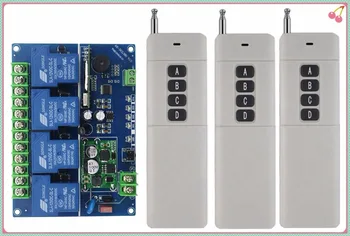 

DC12V 24-48V 4CH 30A RF Wireless Remote Control Relay Switch light window/Garage Doors shutters projection screen 3*Remote