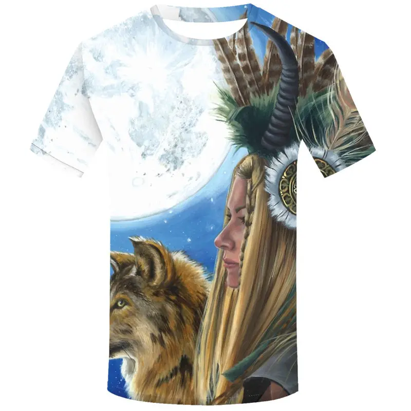 2019 Indians T-shirt Men Wolf Tshirt Flame Funny T Shirts Forest 3d Mountain Print Shirt Cool Anime Mens Clothing Casual Tops | Мужская