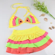 Стиль детские купальники для девочек Купальники для Детский комплект бикини 2 шт./компл., детская одежда для девочек в цветочном стиле, комплект бикини