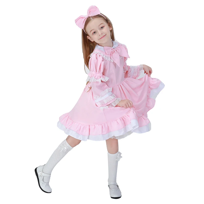 От 4 до 12 лет милый костюм принцессы Алисы горничной для маленьких девочек Лолита французский Сладкий Фартук платье нарядный наряд на день рождения ребенок Хэллоуин