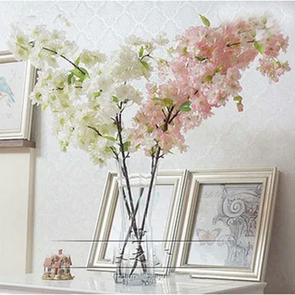 

White Cherry Blossom Artificial Silk Flower garland wedding decorations Flower Bouquet for Wedding part Decoration Home Decor Su