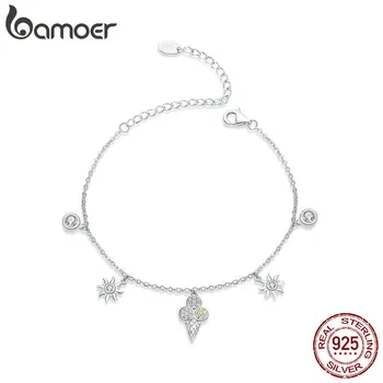 

bamoer Summer Ice Cream Chain Bracelets for Women Sterling Silver 925 Sun Lobster Clasp Link Bracelet Fashion Jewelry SCB139