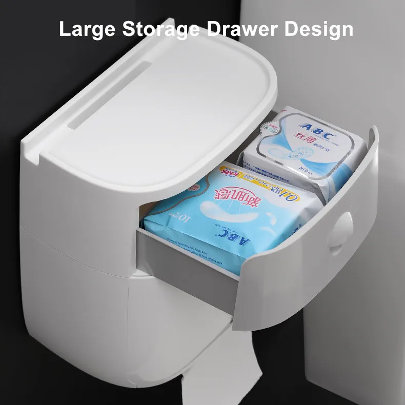 Tissue Box Wall-Mounted Bathroom Tissue Dispenser for Multifold Paper Towels Tissue Storage Box Drawer Kitchen Organizer