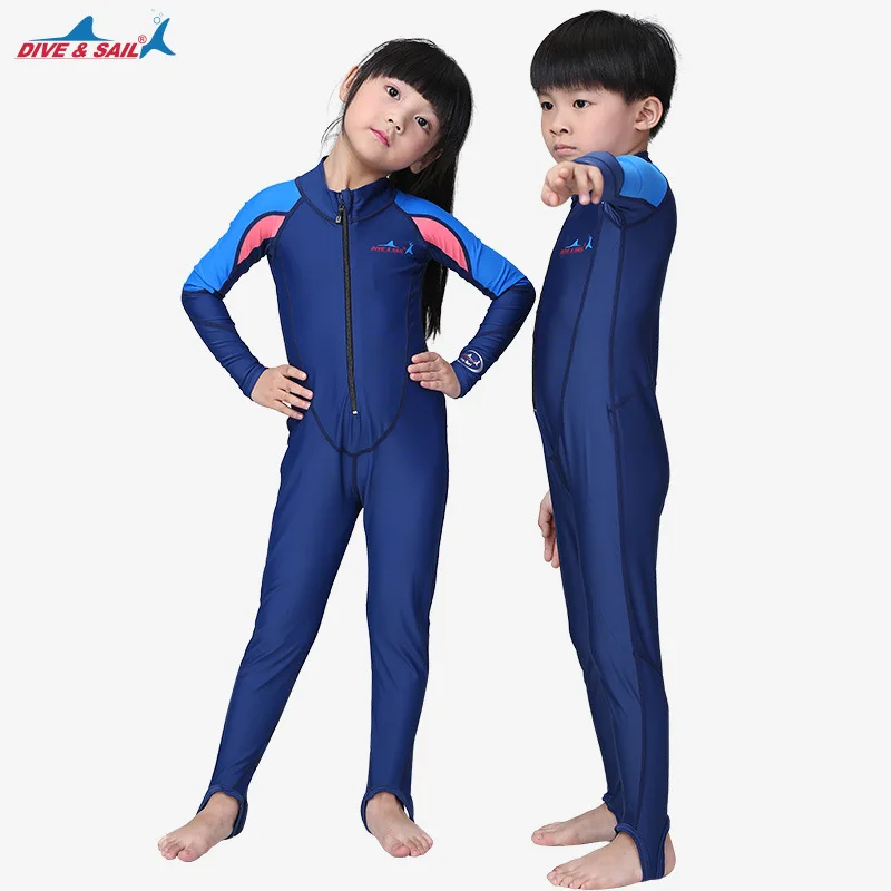 

Long Sleeves Kids Wetsuits Diving Suits for Boys/Girls Children Rash Guards One Pieces Surfing Swim Snorkel children Swimwear