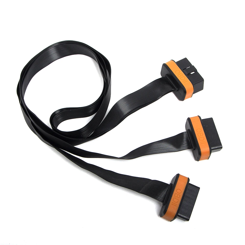 

OBD 2 Connector Cable 1 To 2 With 2 Flat Noodles Line Extension Cord For Diagnostic Tool Excellent Driving Adapter