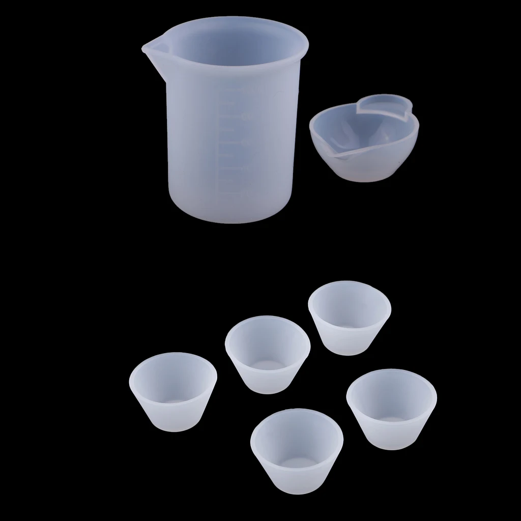 7pcs Clear Epoxy Resin Measuring Cup, 100ML Mixing Dispenser Cups Silicone Mold for Jewelry Making Tool Color Modulation
