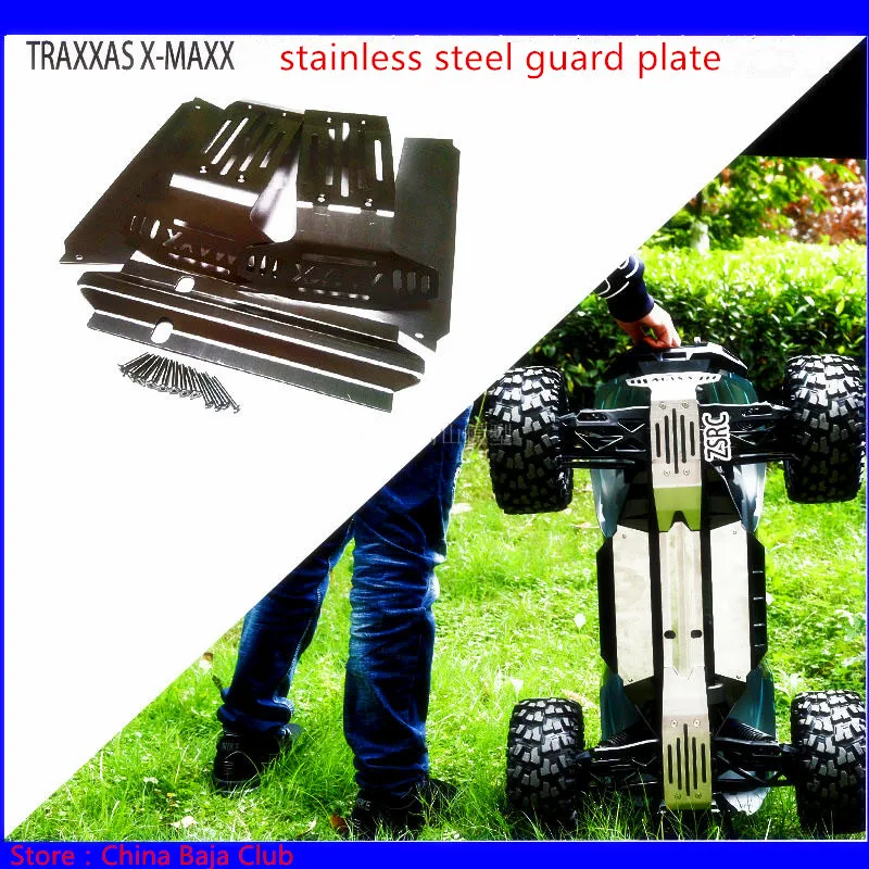 Stainless Steel Chassis Armor Skid Plate Full Protect For Traxxas X-MAXX 6S /& 8S