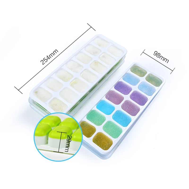 WHISM Eco-friendly Silicone Ice Tray Summer DIY Ice Box with Cover Silicone Ice Molds 14 Grid Ice Box