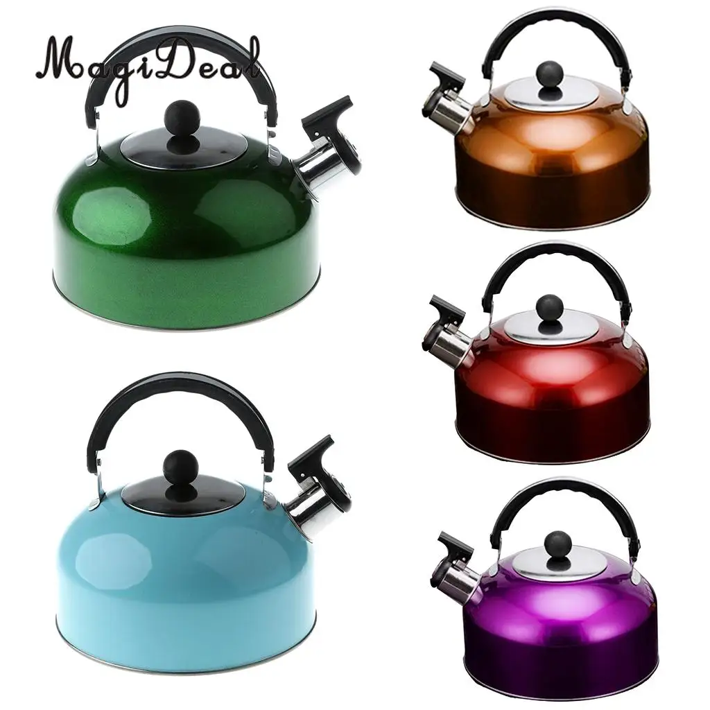 MagiDeal Anti-Hot/Slip Whistling Tea Kettle Gas Stove 3L Stainless Steel Tea Kettle Water Bottle for Home Camping Hiking Travel