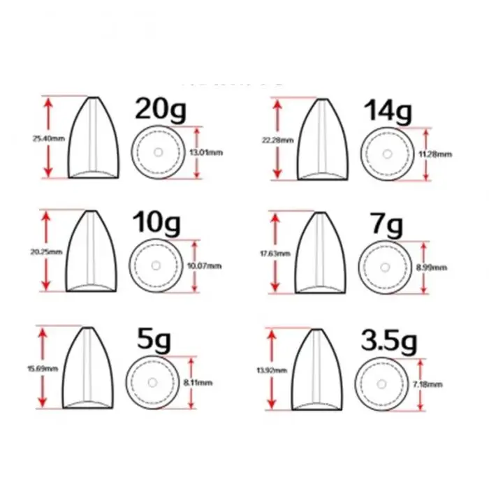 10 шт./компл. 3,5 г 5,0 г 7,0 г 10 г 14 г 20 г свинец медное грузило тонущий свинец пуля кулон открытая спортивная рыбалка аксессуары