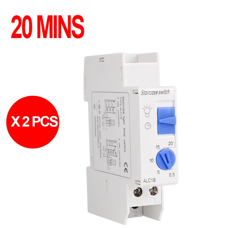 

20 Minutes Staircase Lighting Timer Switch 220VAC DIN rail mounted, Free shipping