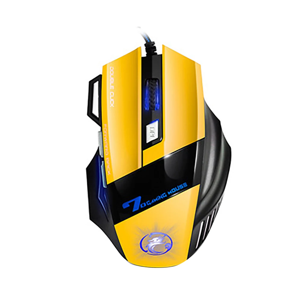 Universal IMICE Computer Game Mouse Respiratory LED Backlight Gaming Mice X7 Double Click 7 Buttons USB Wired Optical Yellow