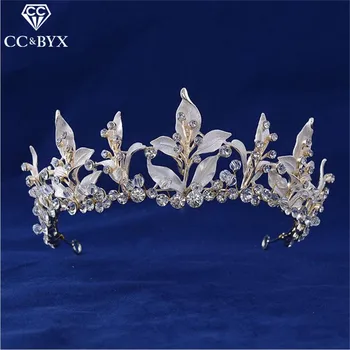 

CC tiaras and crowns hairbands handmade crystal leaf shape vintage wedding hair accessories for bride engagement jewelry HG448