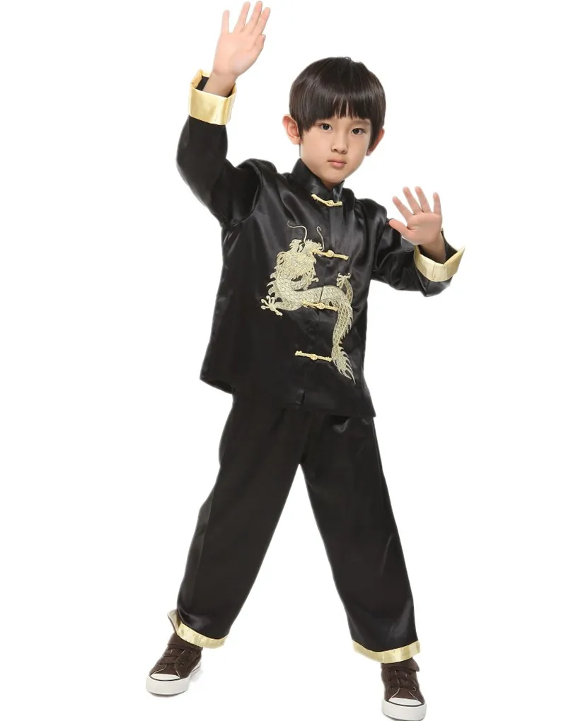 Shanghai Story Chinese traditional embroider dragon sets for boys Chinese style boy's kungfu suit sets Martial Arts Sets
