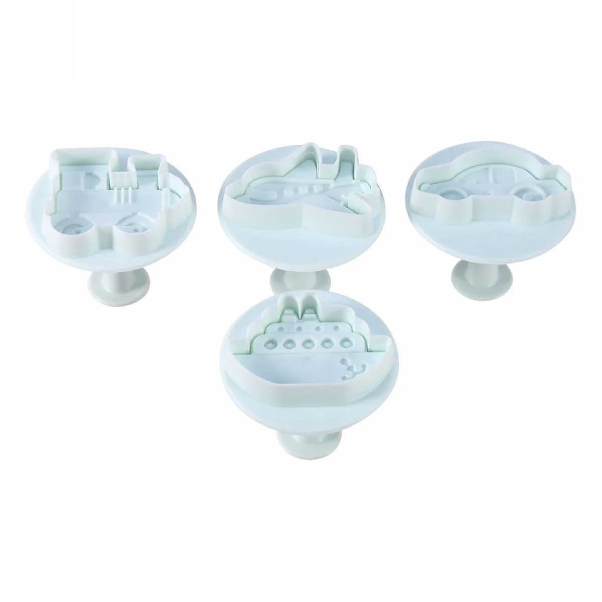 L 4pcs/lot Car Train Ship Plane Fondant Mold Cutter Cake Cookie Sugarcraft Decor Moulds