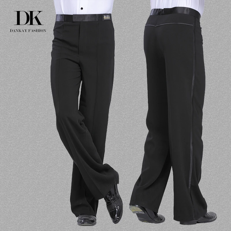 Black Professional Mens Latin Dance Pants Acetate Boys