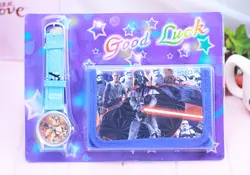 2018 Новое поступление быстрая доставка Star Wars часы дети смотрят с бумажник подарок на день рождения для детей