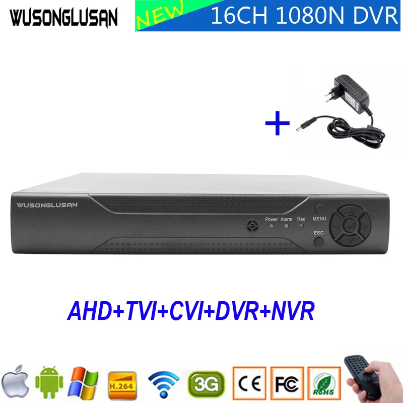 16CH AHD DVR видео Регистраторы 1080P 960P 720 960H CCTV домашняя Камера Hi3521A 16-канальный видеорегистратор 1080N, 6 в 1, гибрид, Wi-Fi, TVi CVI IP NVR