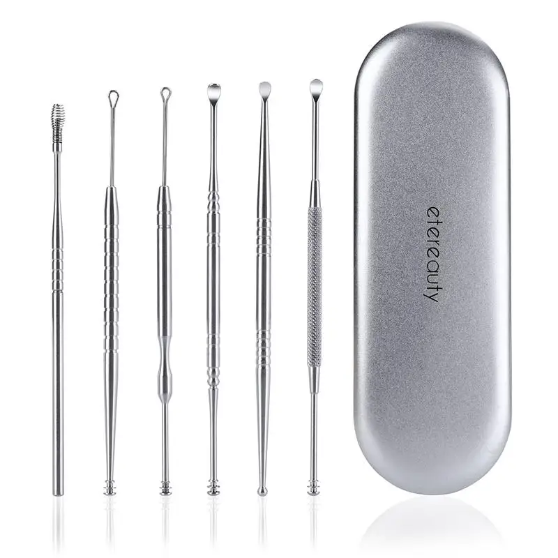 Buy 6pcs Ear Wax Removal Kit Ear Silver Earpick Remover Curette Earwax Removal