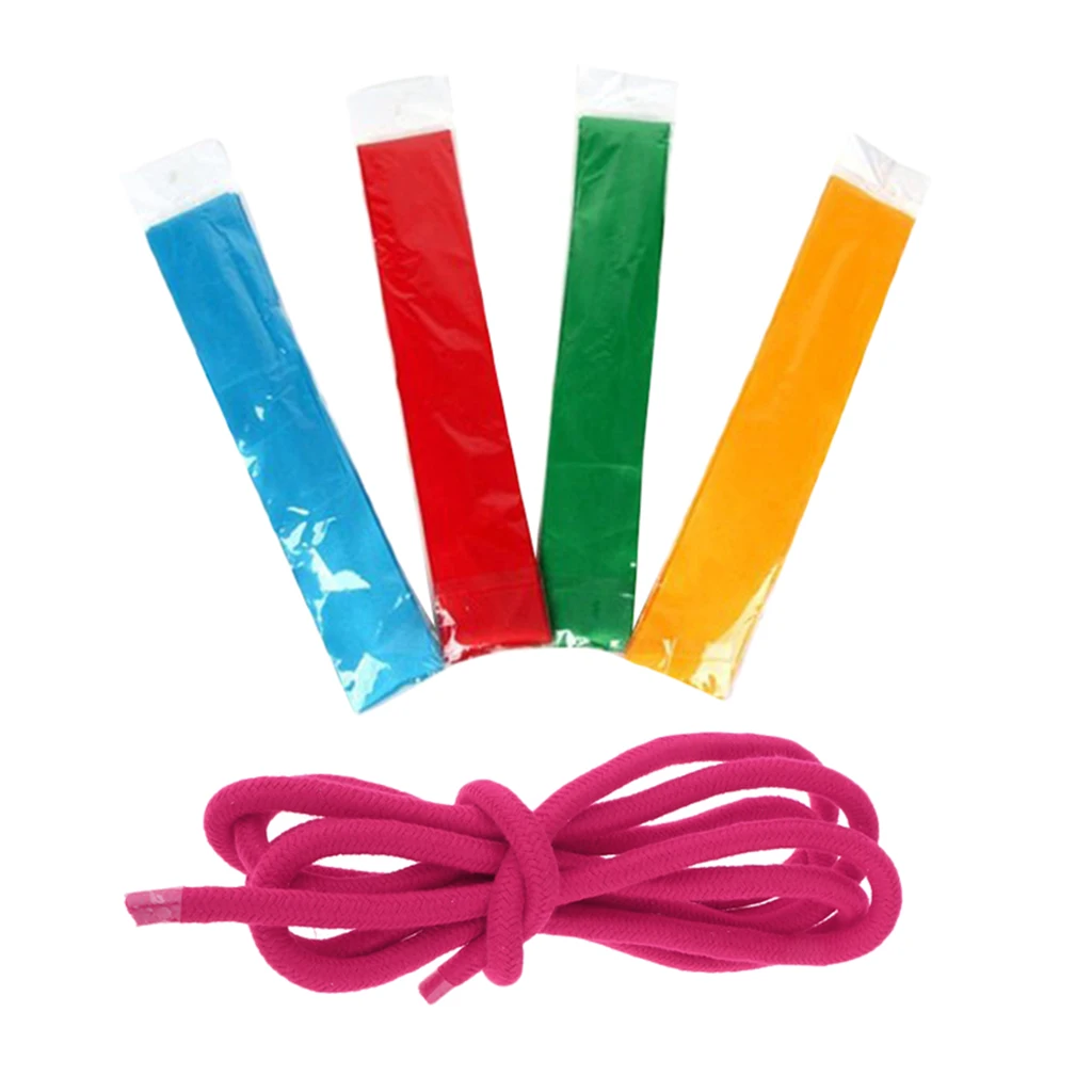 Gymnastics Rope Solid Color Cotton Rope with 4 Pcs Rhythmic Gymnastics Ribbon for Artistic Gymnastics Training
