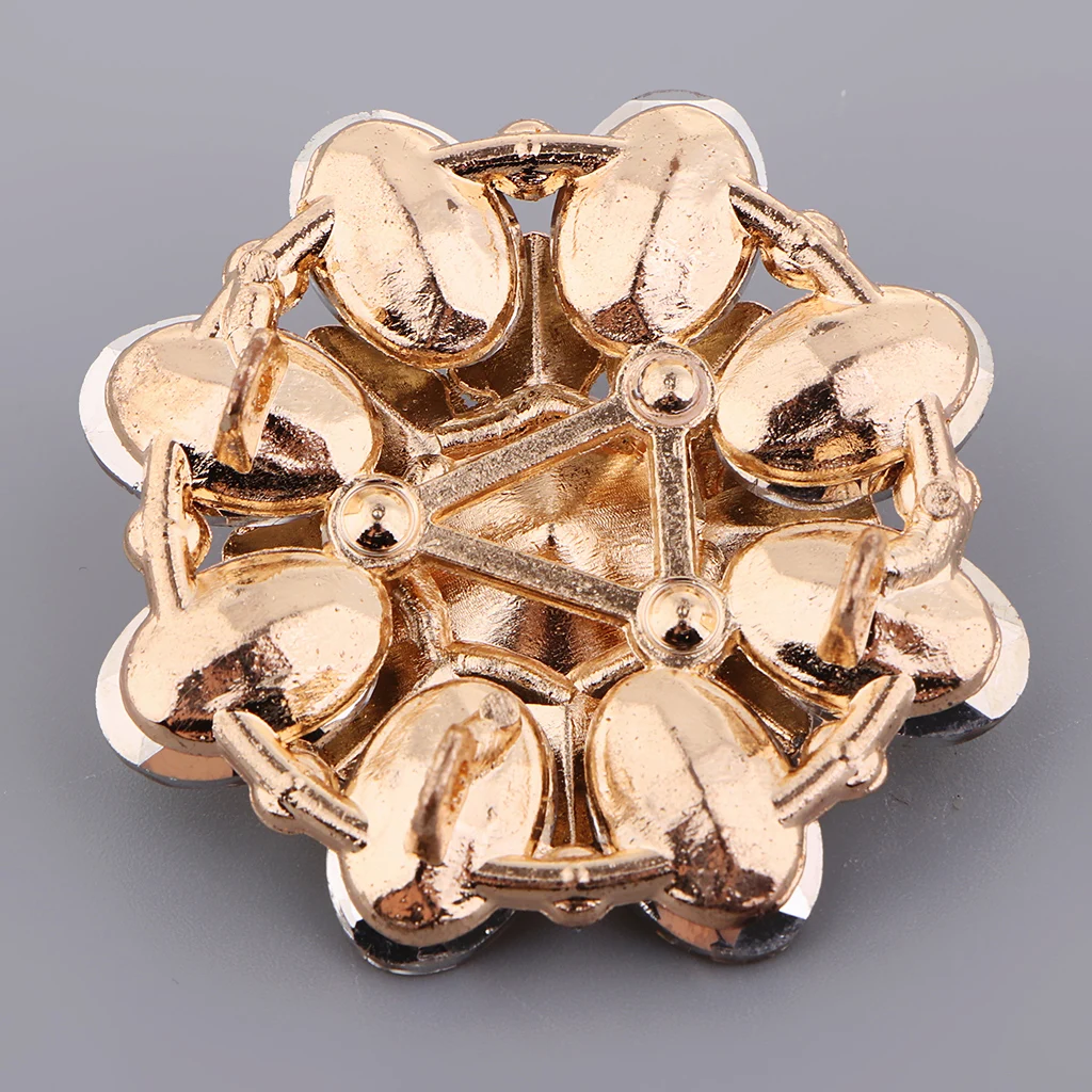 Flower Design Alloy Rhinestone Shank Button, 46mm, Wedding Dress Clothes Embellishments