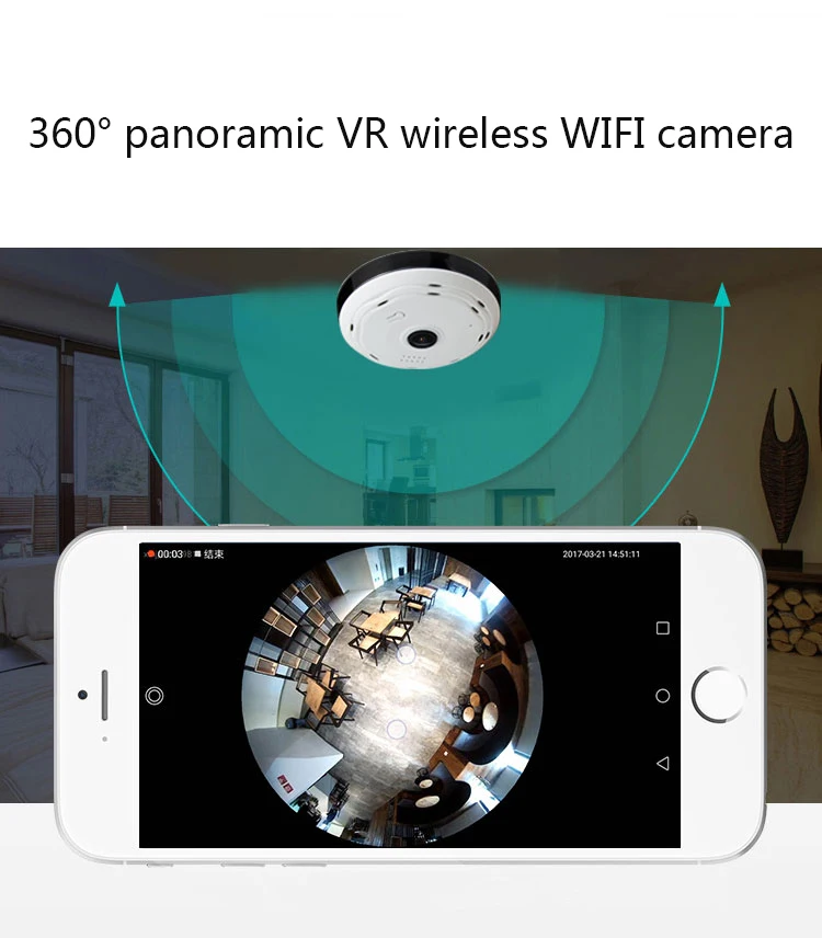 

HD1080P Fisheye VR 360 degree panoramic camera wireless Wifi IP camera home security surveillance system P2P night vision Camera
