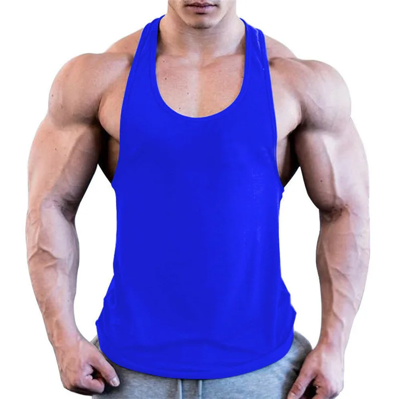 Men Slim Gym Tops New Soild Color Fitness Sports Training Tank Tops Male's Fashionable Summer Sleeveless Slim Top Wear Hot Sale - Цвет: As photo show