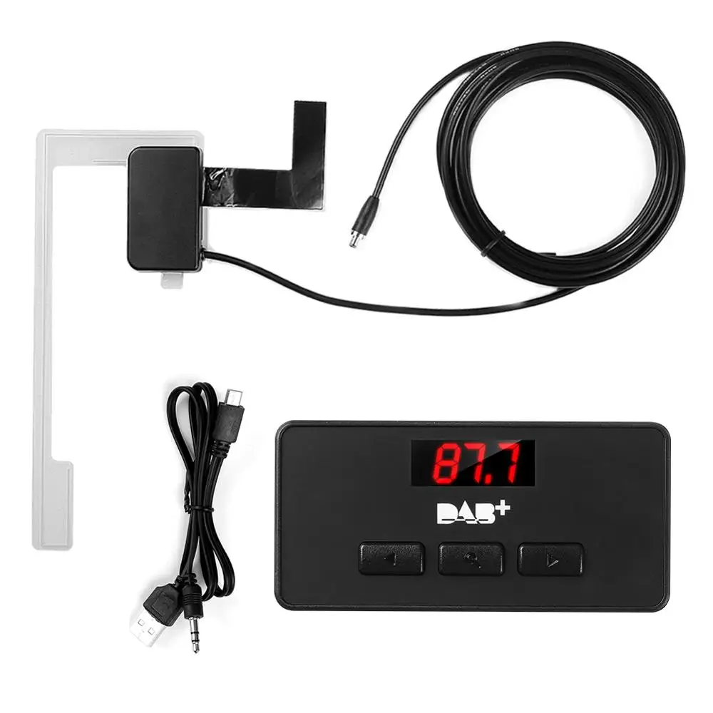 

DAB+ Box Car DAB Radio Receiver Broadcasting FM Transmitter Antenna 3.5mm Jack Audio Output for European Car DVD