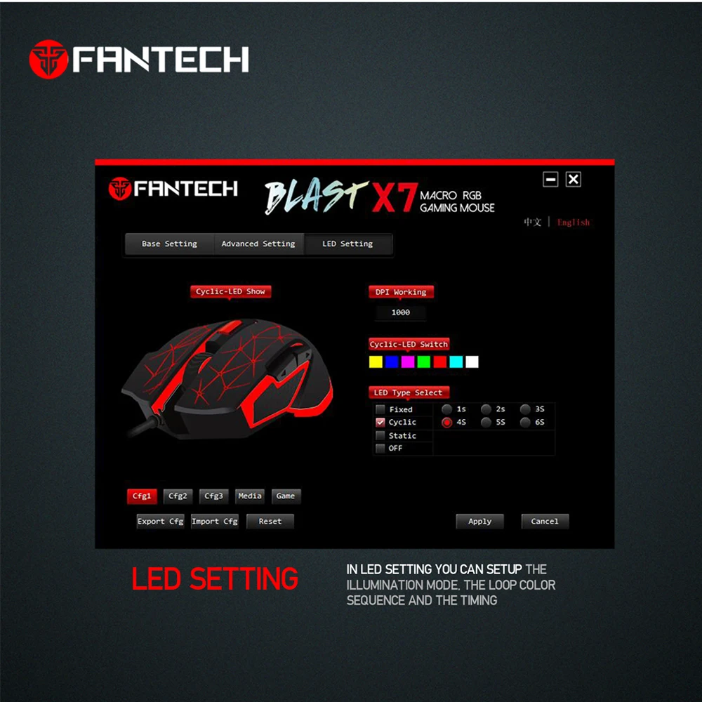 FANTECH X7 макро RGB мышь 4800 dpi оптическая 6D Проводная игровая мышь USB Pro геймерская компьютерная эргономичная мышь