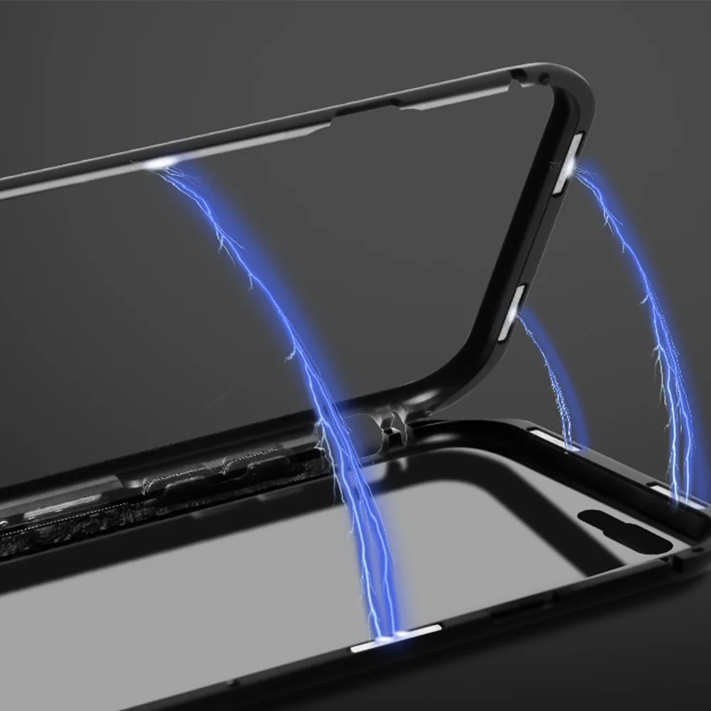 Магнитный Флип металлический бампер чехол для Iphone X Магнитный адсорбционный чехол для Apple Iphone 6 7 8 Plus закаленное стекло чехлы