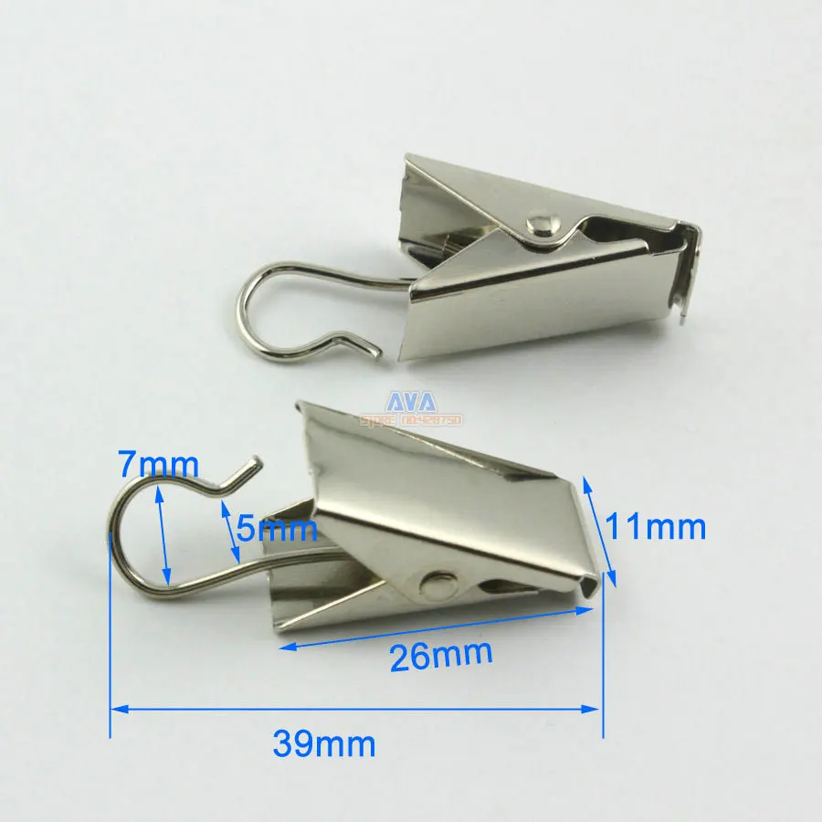 50 Pieces 39x11mm Silver Hook Clips for Curtain Drapery