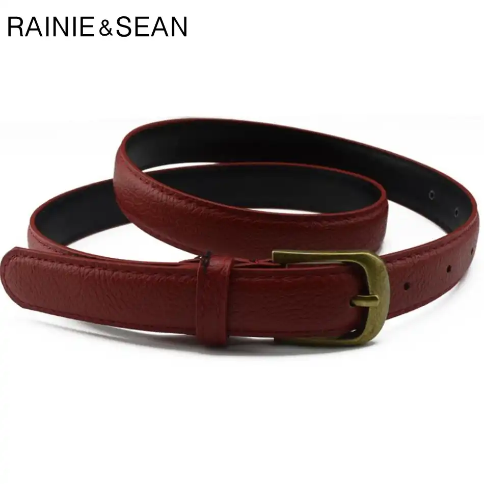 burgundy leather belt womens