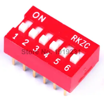 

100PCS 2.54mm 6Pin Flat Dial Switch Toggle Switch DIP Switch Red Snap Switch