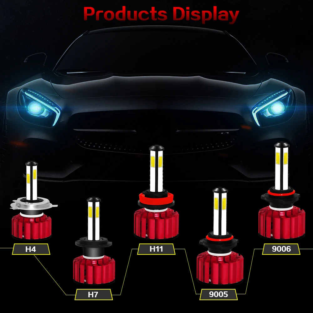 H4 H7 H3 H11 Светодиодная лампа для автомобильных фар hb3 hb4 9005 9006 8000 лм 6000K 12 в 24 В