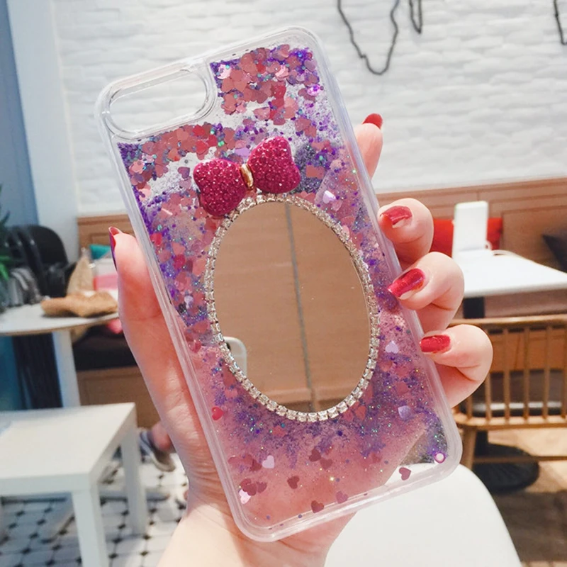 Жидкий чехол для Huawei P30 Pro P20 P10 P8 Lite 2017 роскошный блестящий зеркальный милый бантик