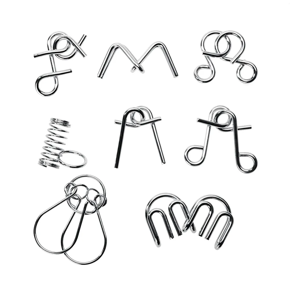

8PCS/Set Kids Toys Metal Wire Puzzle IQ Mind Brain Teaser Puzzles Game Toys for Adults Children Kids Montessori Intelligence Toy