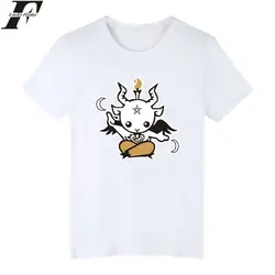 Luckyfridayf сатана футболки с рисунками из мультфильмов Для мужчин; короткий рукав Повседневное белая футболка и универсальные плюс Размеры
