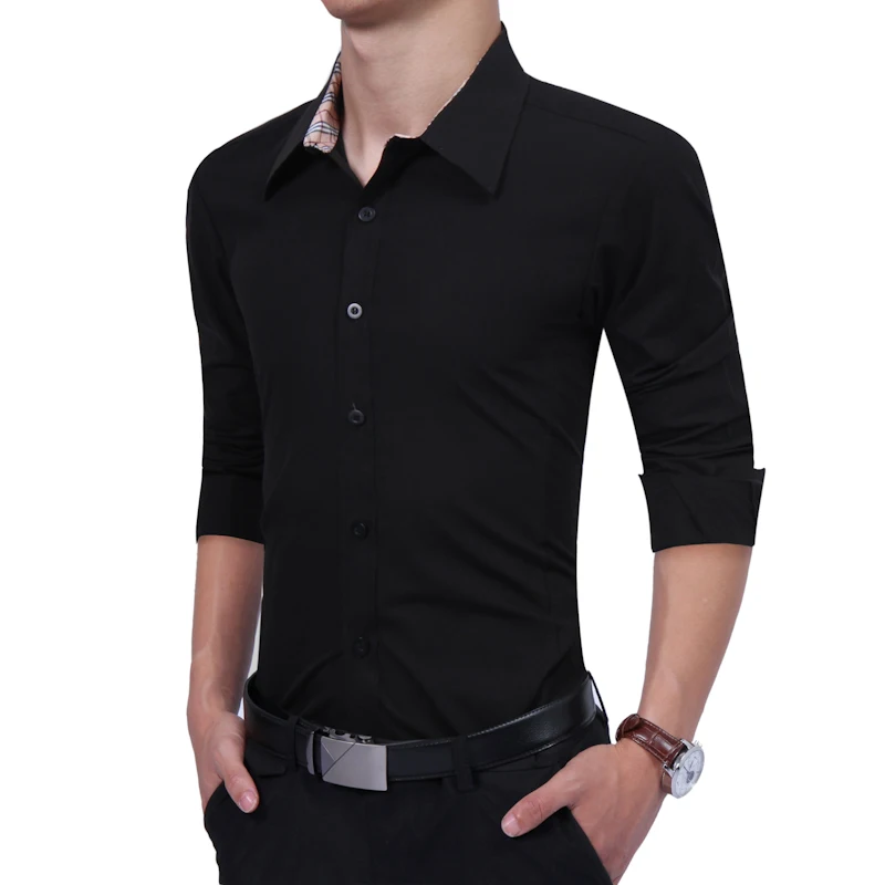 Мужская одежда бренд 2017 модная мужская рубашка с длинным рукавом Топы простые однотонные мужские s Мужская классическая рубашка тонкая