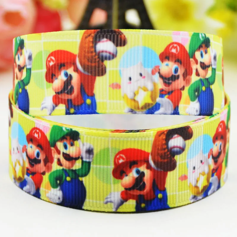 7/8'' (22mm) Super Mario Bros Character printed Grosgrain Ribbon party